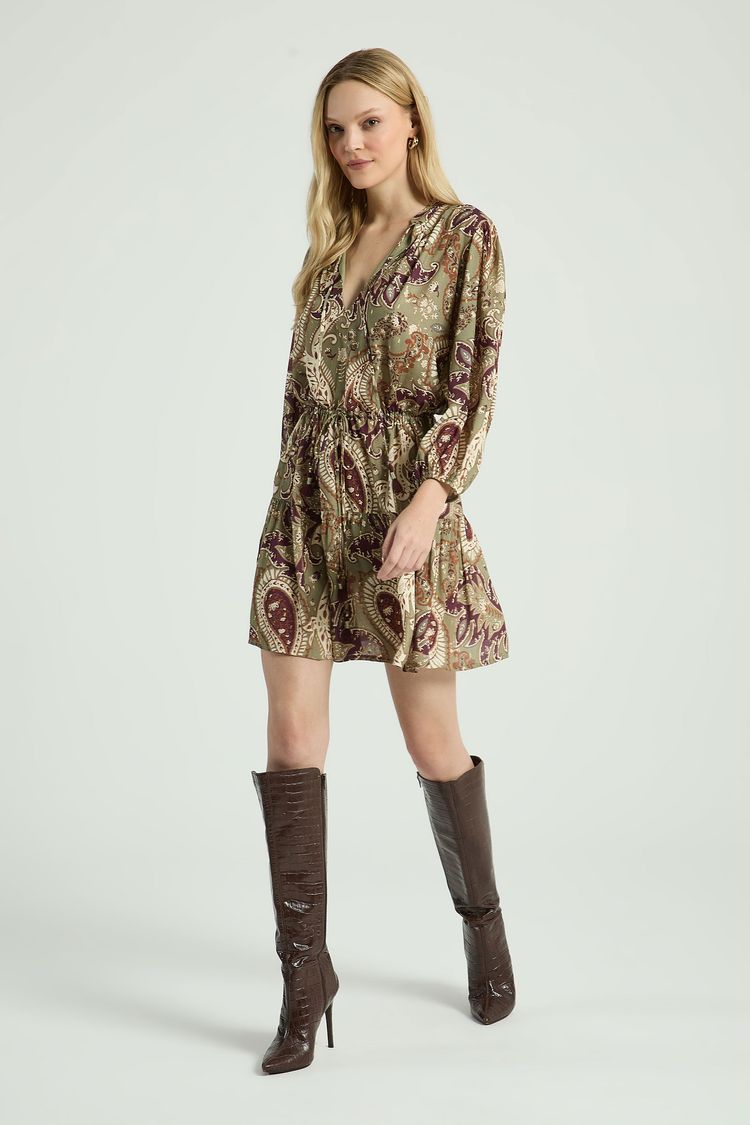VESTIDO CURTO ESTAMPADO COM DECOTE V-EST MAXI CASHMERE GG - EST MAXI CASHMERE - 314881