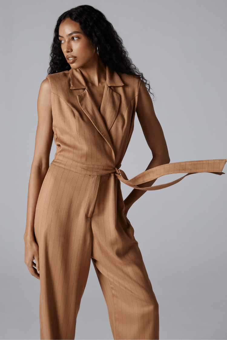 MACACÃO LISTRADO-BEGE ESCURO M - BEGE ESCURO - 314972