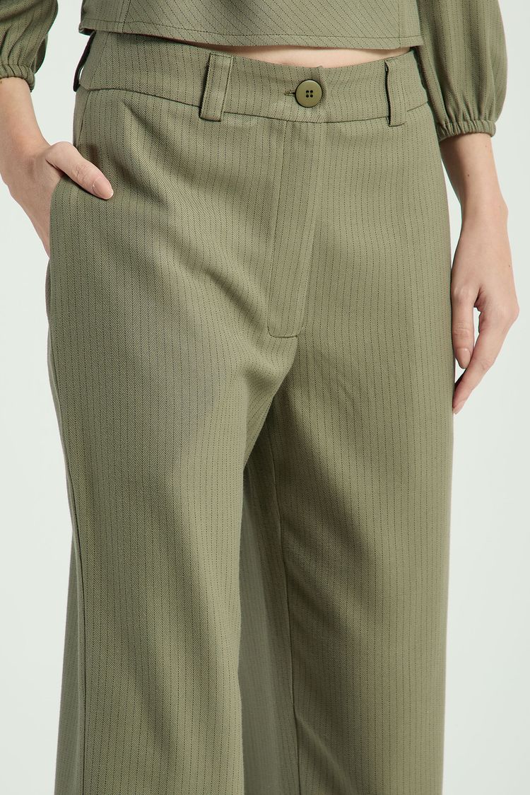 CALÇA RISCAS FINAS-CINZA ESVERDEADO P - CINZA ESVERDEADO - 315012