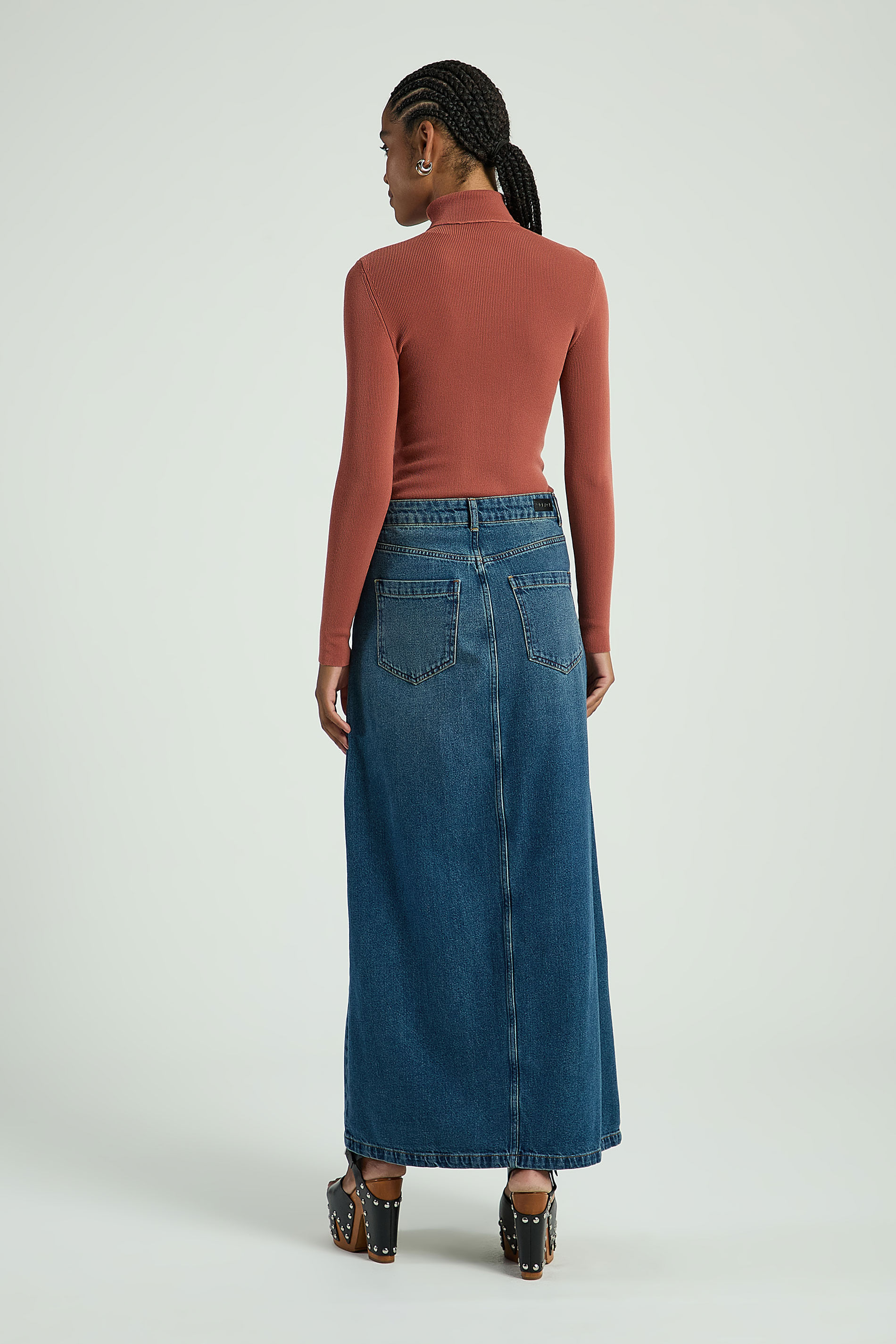 SAIA JEANS LONGA COM RECORTES NA FRENTE-JEANS 42 - JEANS - 315090