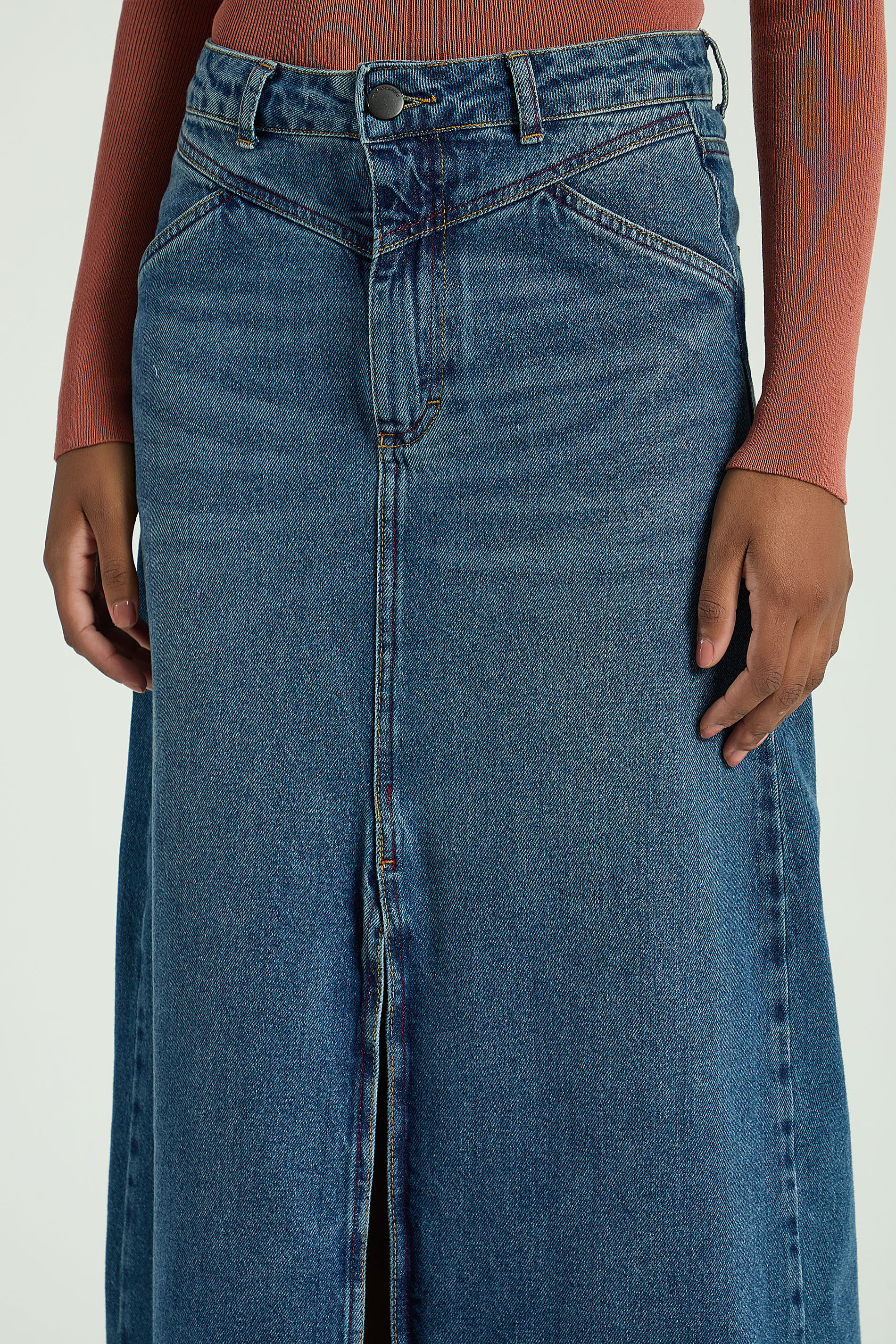 SAIA JEANS LONGA COM RECORTES NA FRENTE-JEANS 42 - JEANS - 315092