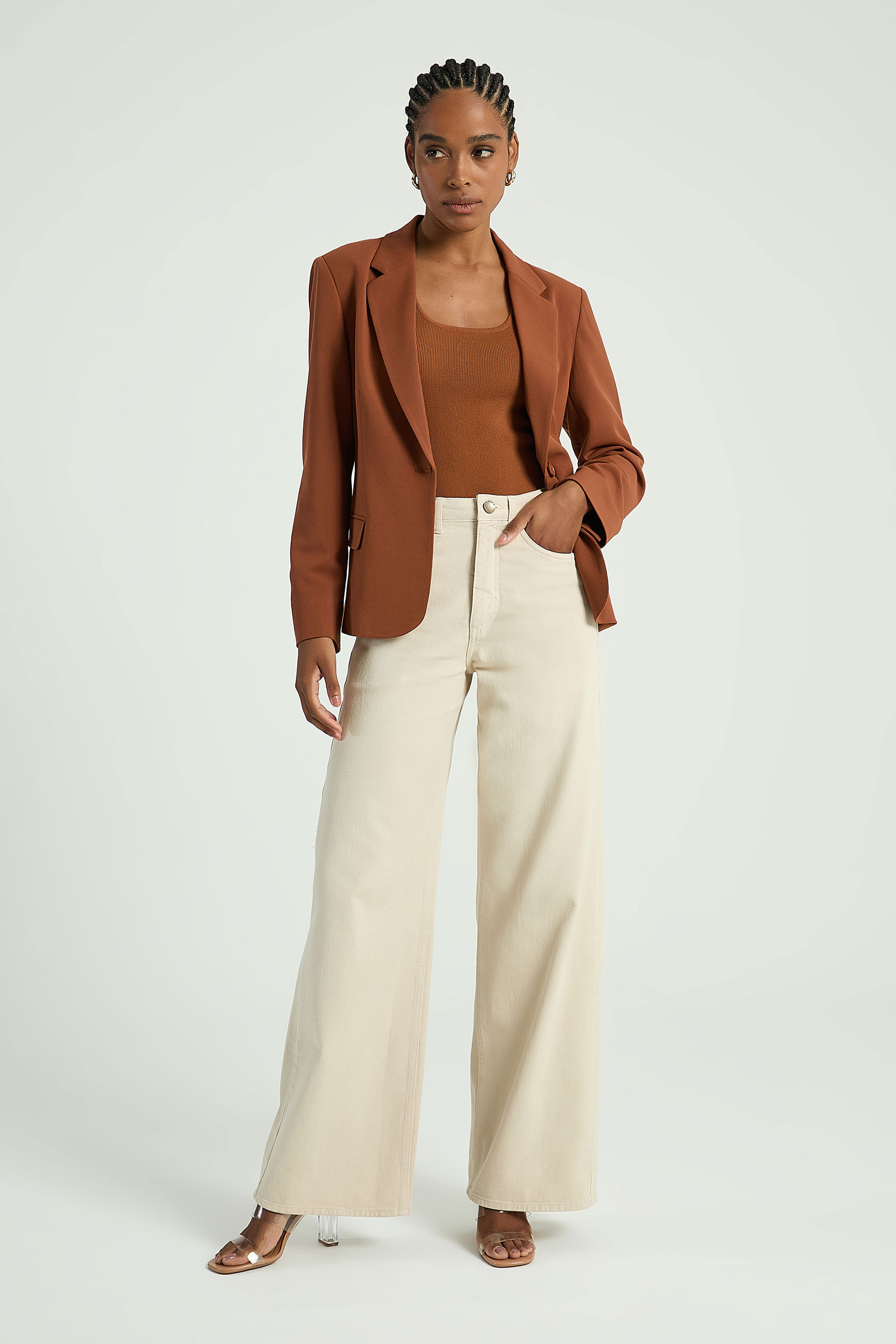 REGATA EM TRICOT - BEGE ESCURO M - BEGE ESCURO - 315268