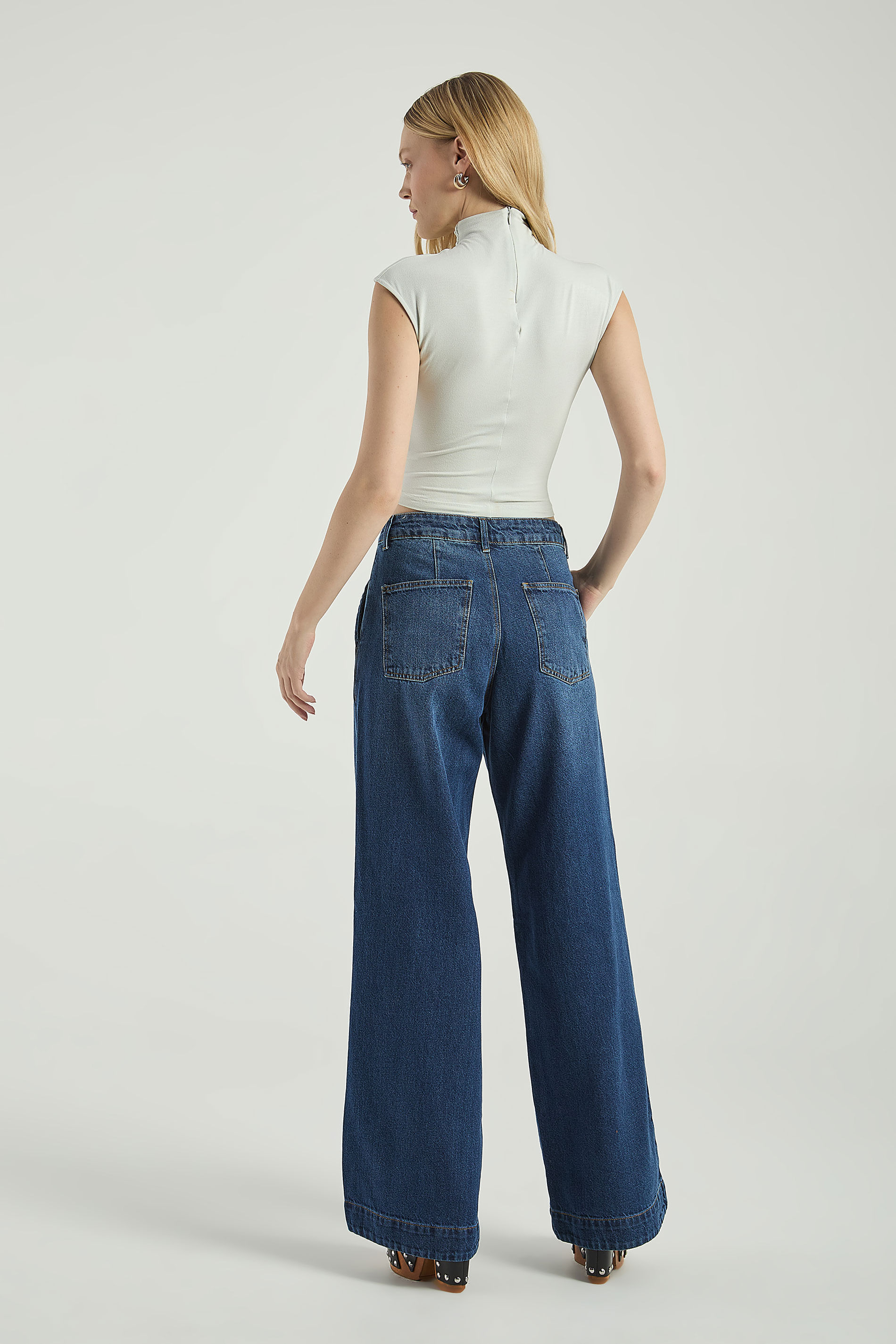 CALÇA JEANS MODELO PANTALONA-JEANS ESCURO 38 - JEANS ESCURO - 315460