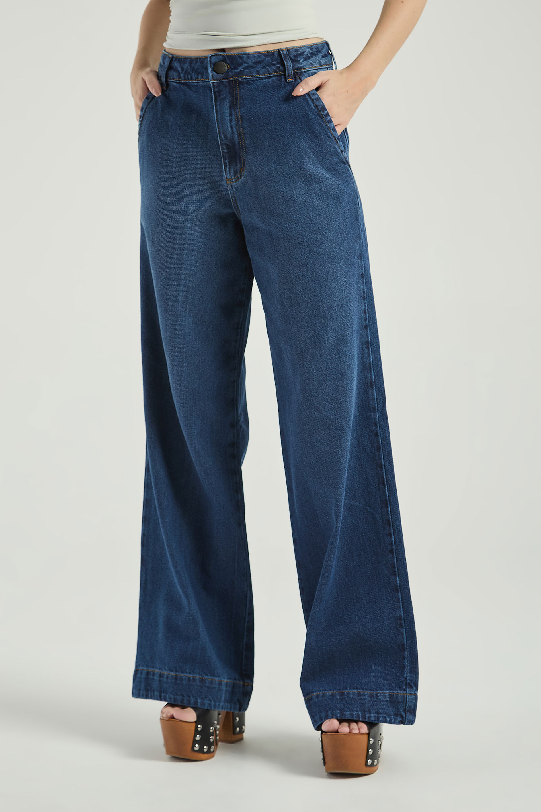 CALÇA JEANS MODELO PANTALONA-JEANS ESCURO 38 - JEANS ESCURO - 315461