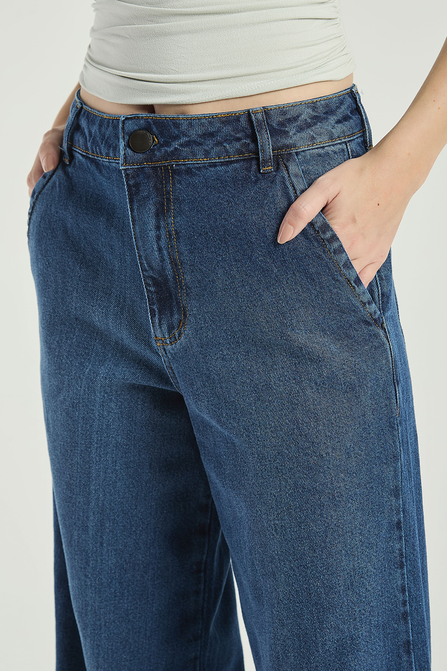 CALÇA JEANS MODELO PANTALONA-JEANS ESCURO 38 - JEANS ESCURO - 315462