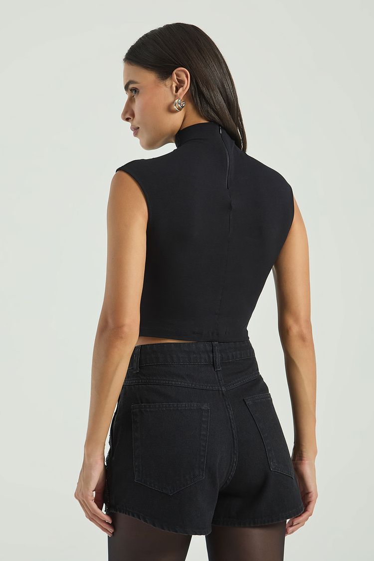 BLUSA GOLINHA ALTA-PRETO P - PRETO - 315480