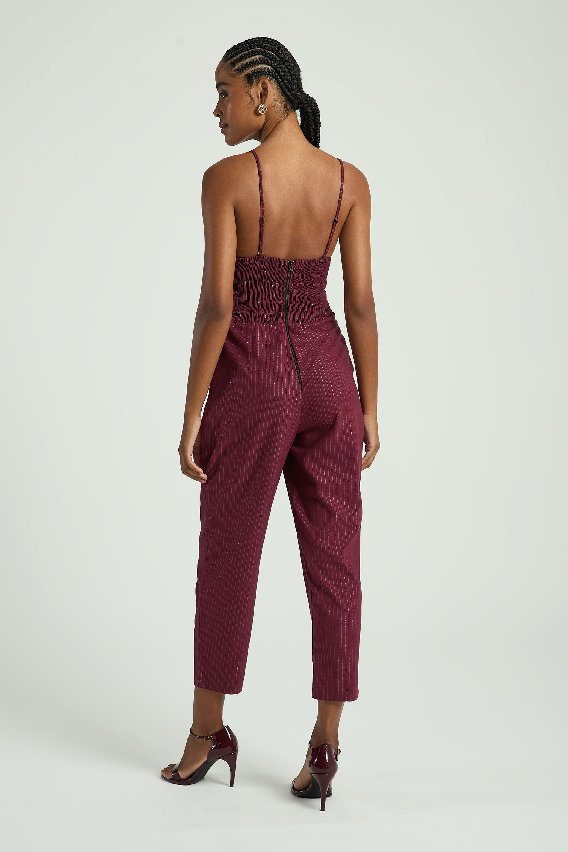 MACACÃO RISCAS LUREX-VINHO / PRATA PP - VINHO / PRATA - 316041