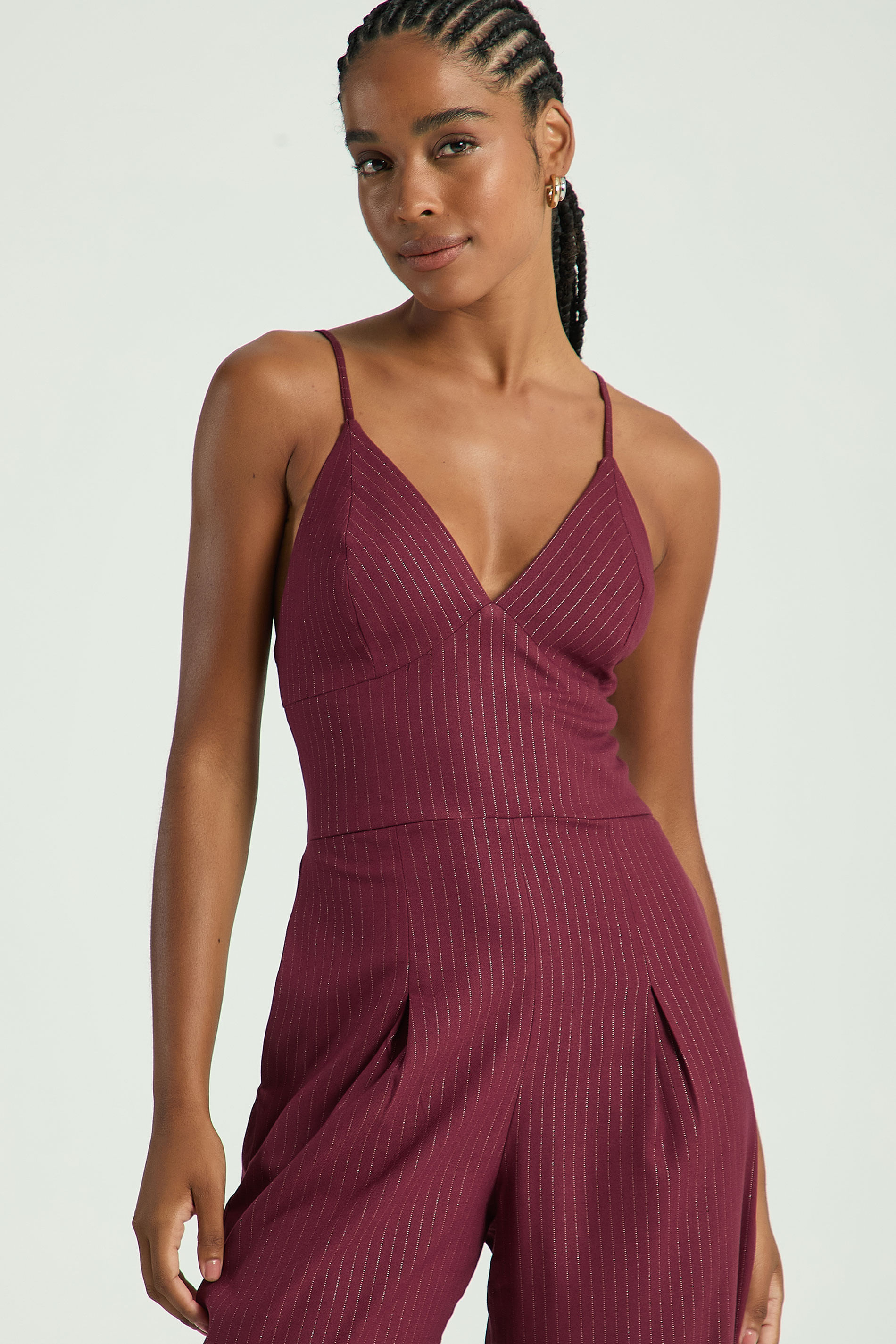 MACACÃO RISCAS LUREX-VINHO / PRATA PP - VINHO / PRATA - 316042