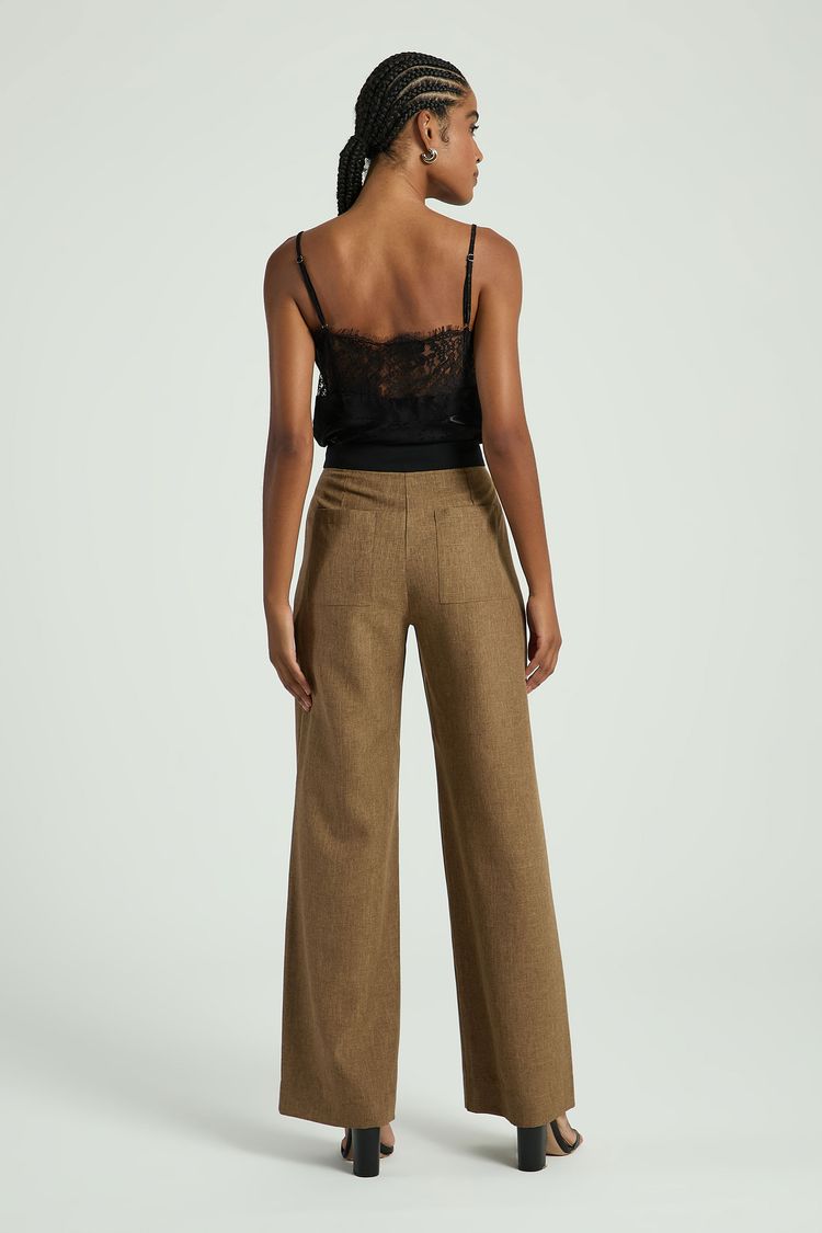CALÇA COM CÓS CONTRASTANTE-MARROM G - MARROM - 316122