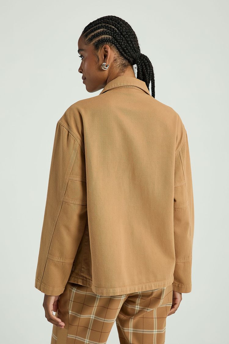 PARKA EM SARJA COM MULTIBOLSOS-BEGE ESCURO P - BEGE ESCURO - 316879
