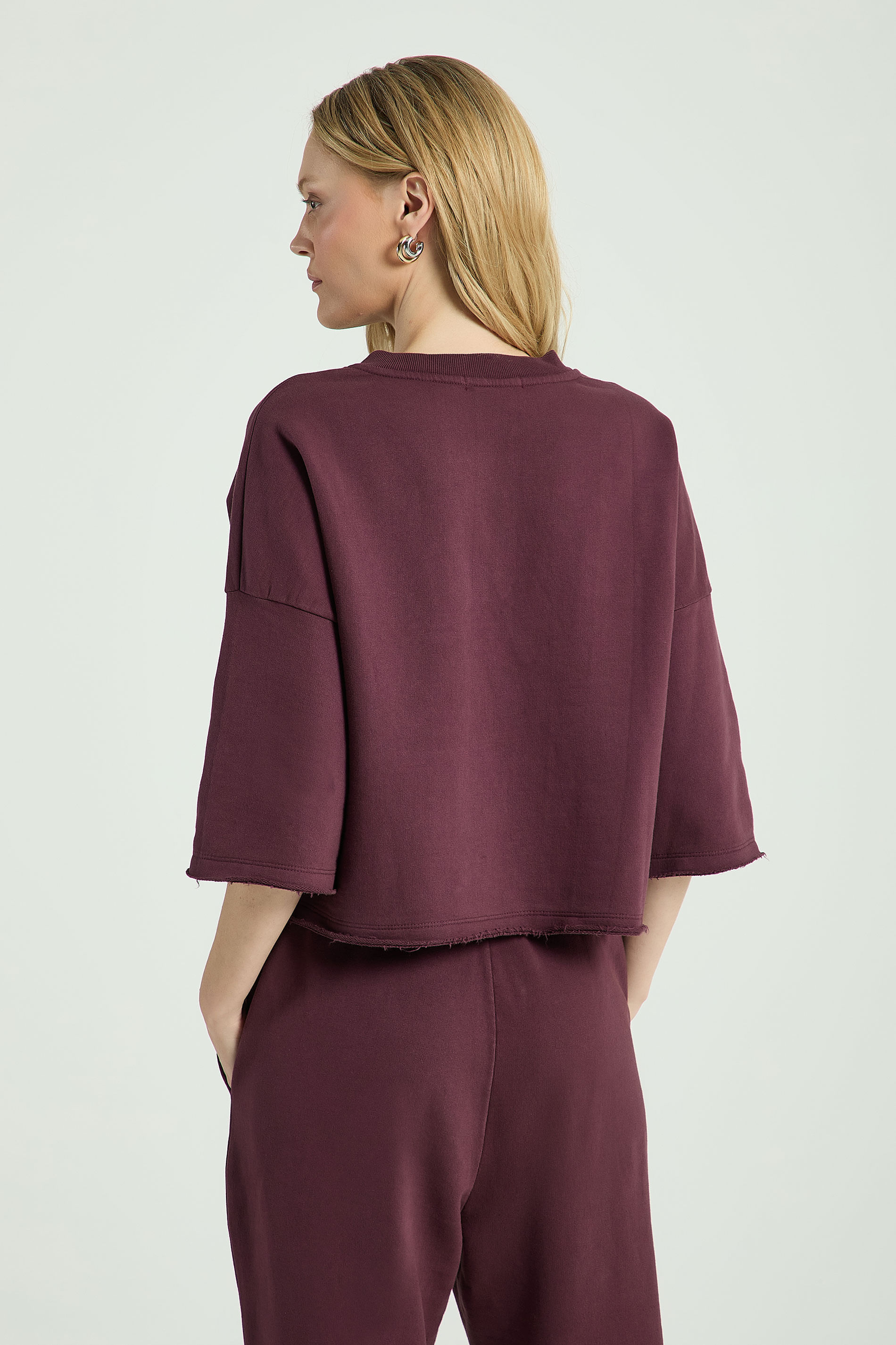 BLUSA EM MOLETOM COM SILK E TERMOCOLANTE-VINHO P - VINHO - 317098