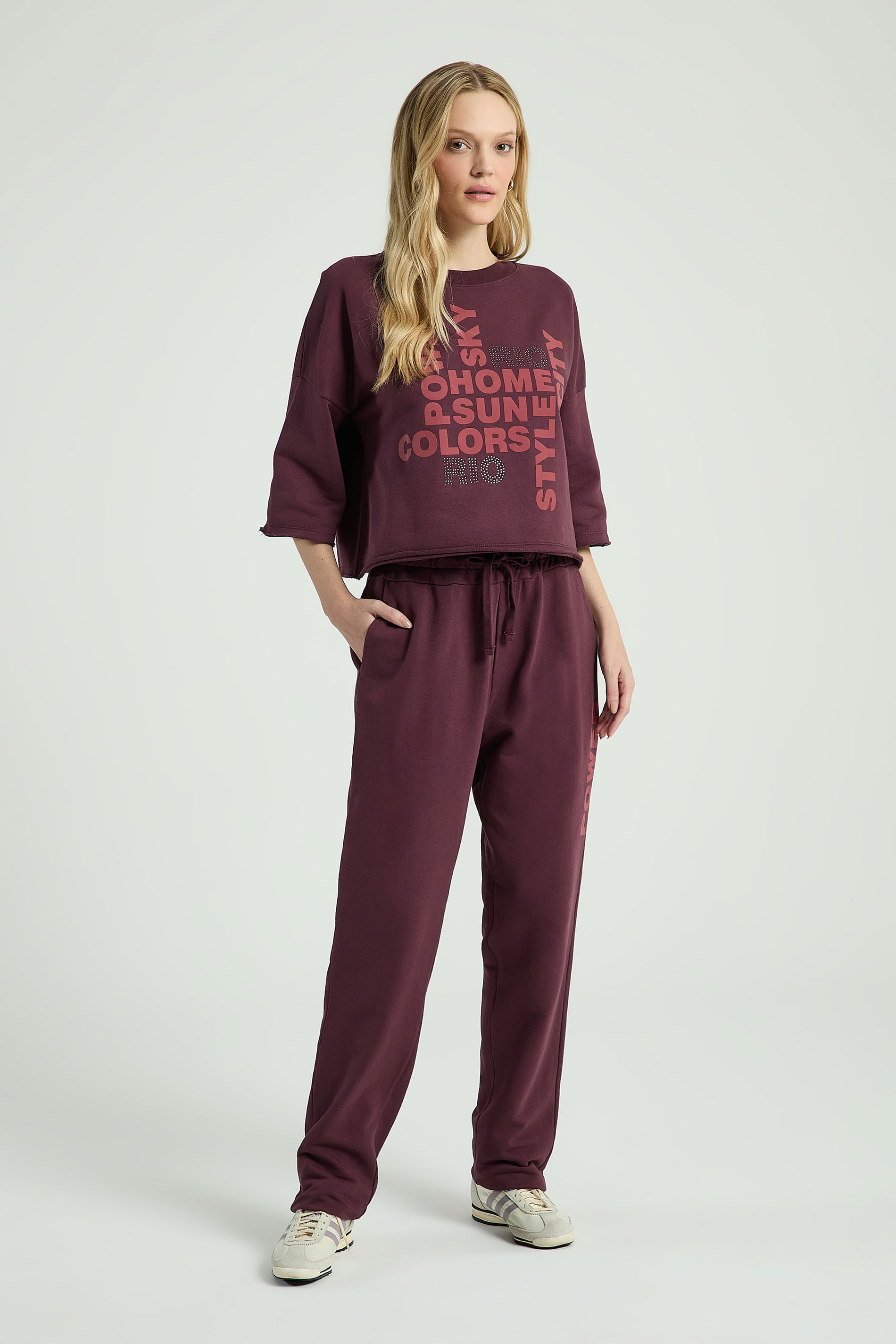 BLUSA EM MOLETOM COM SILK E TERMOCOLANTE-VINHO P - VINHO - 317099