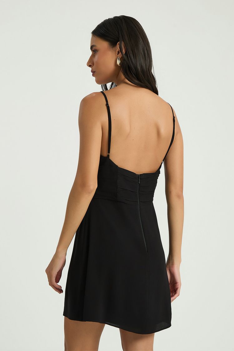 VESTIDO PALA FRANZIDA COM BORDADO - PRETO M - PRETO - 319199