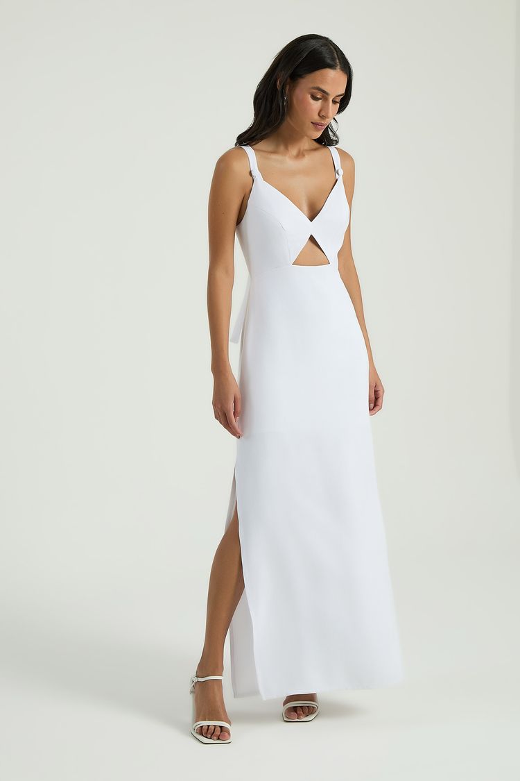 VESTIDO DECOTE QUADRADO COSTAS - BRANCO M - BRANCO - 321368