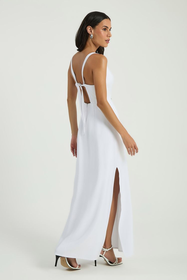 VESTIDO DECOTE QUADRADO COSTAS - BRANCO M - BRANCO - 321369