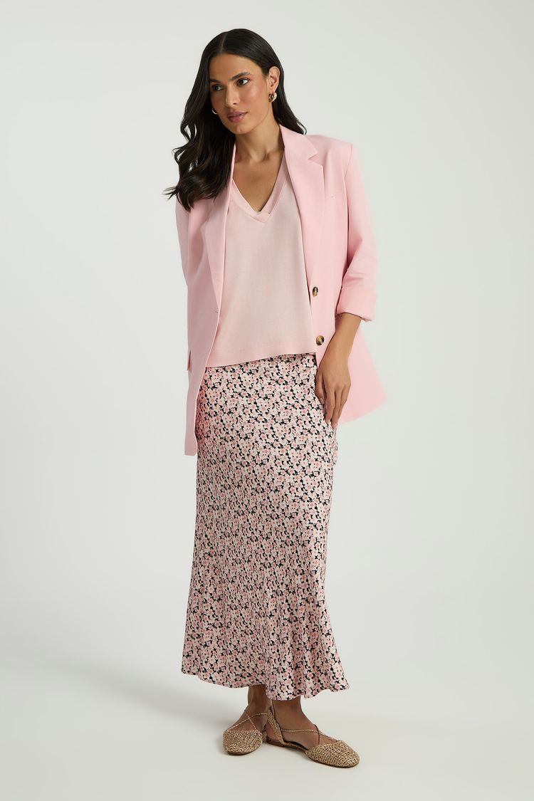 BLUSA COM GOLA EM V NEW - BLUSH P - BLUSH - 323823