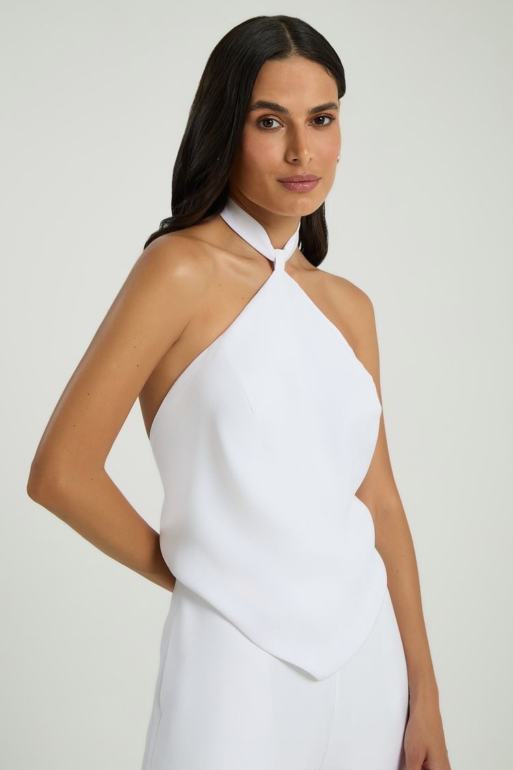 BLUSA FRENTE ÚNICA BARRA TRIÂNGULO - BRANCO G - BRANCO - 324230