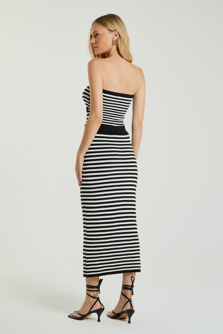 SAIA TRICOT LISTRAS-PRETO/OFF P - PRETO/OFF - 328778