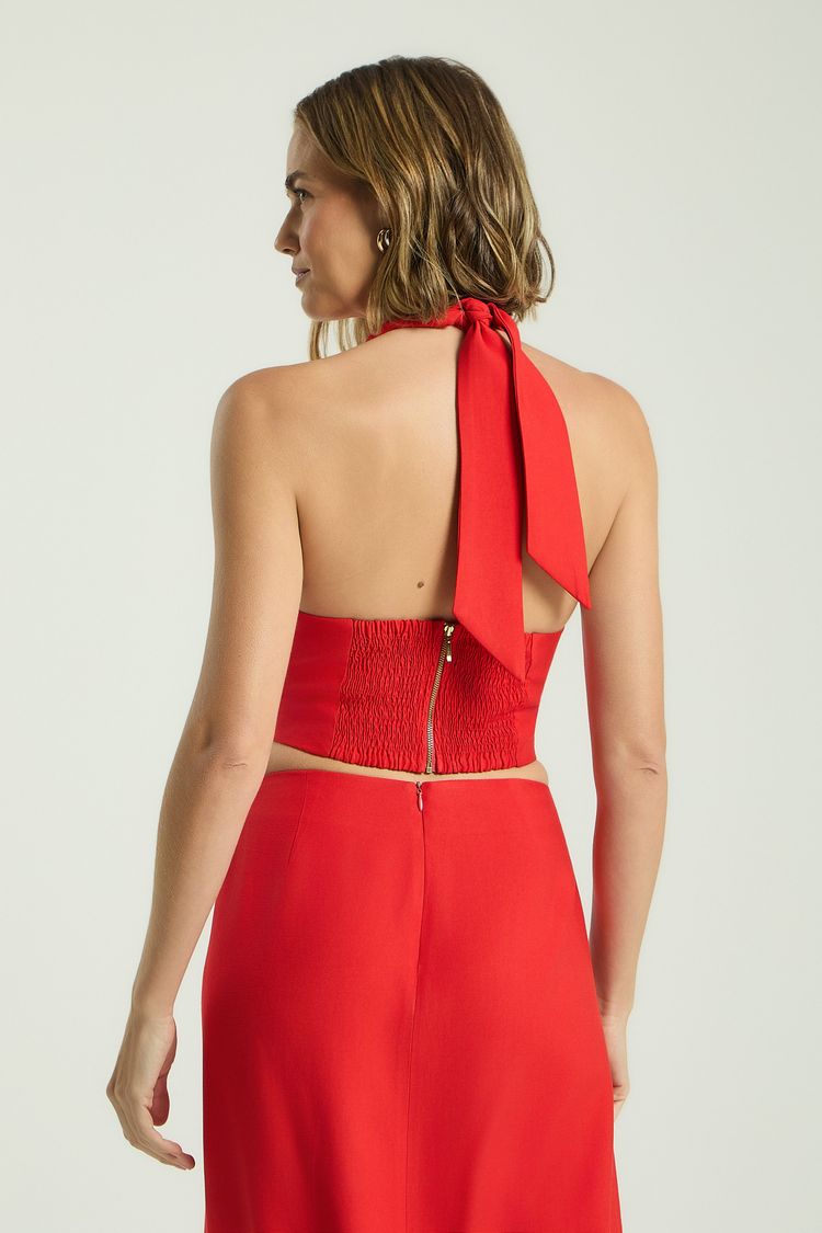 BLUSA FRENTE ÚNICA COM BARBATANAS - TOMATE P - TOMATE - 342678