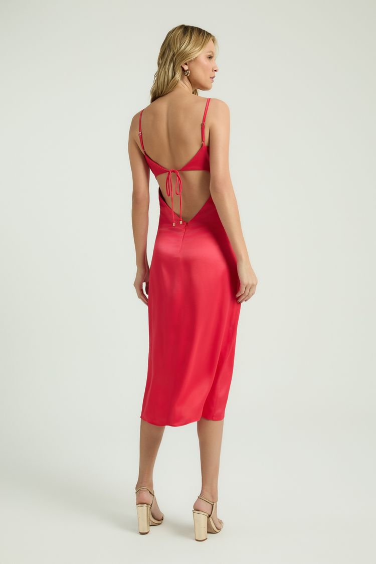 VESTIDO CETIM BUSTO RETO - TOMATE G - TOMATE - 343083