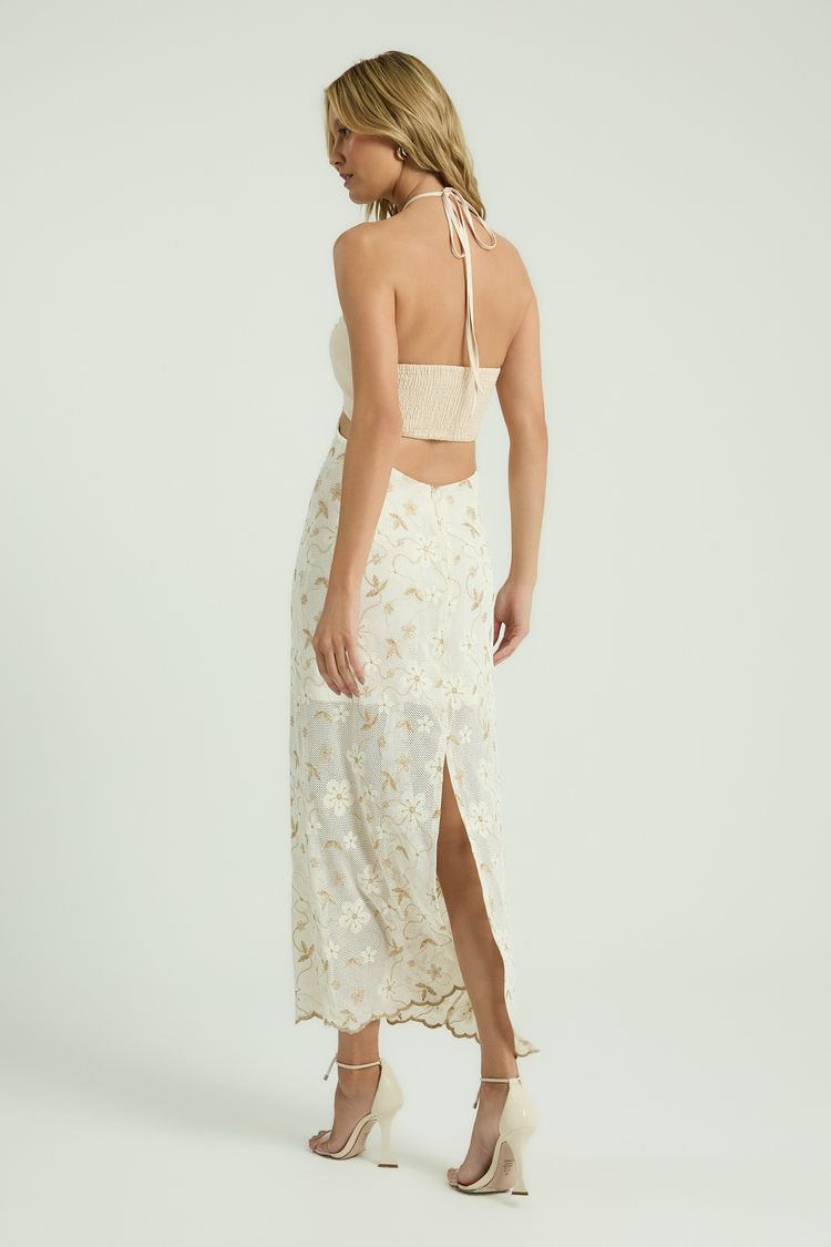 VESTIDO FLORES DOURADAS - AVEIA PP - AVEIA - 343386