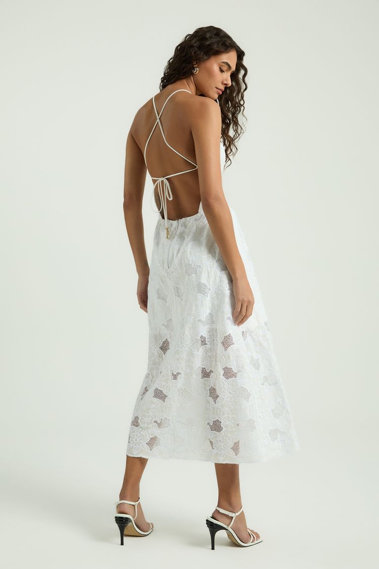 VESTIDO FRENTE ÚNICA FLORES - BRANCO M - BRANCO - 343453