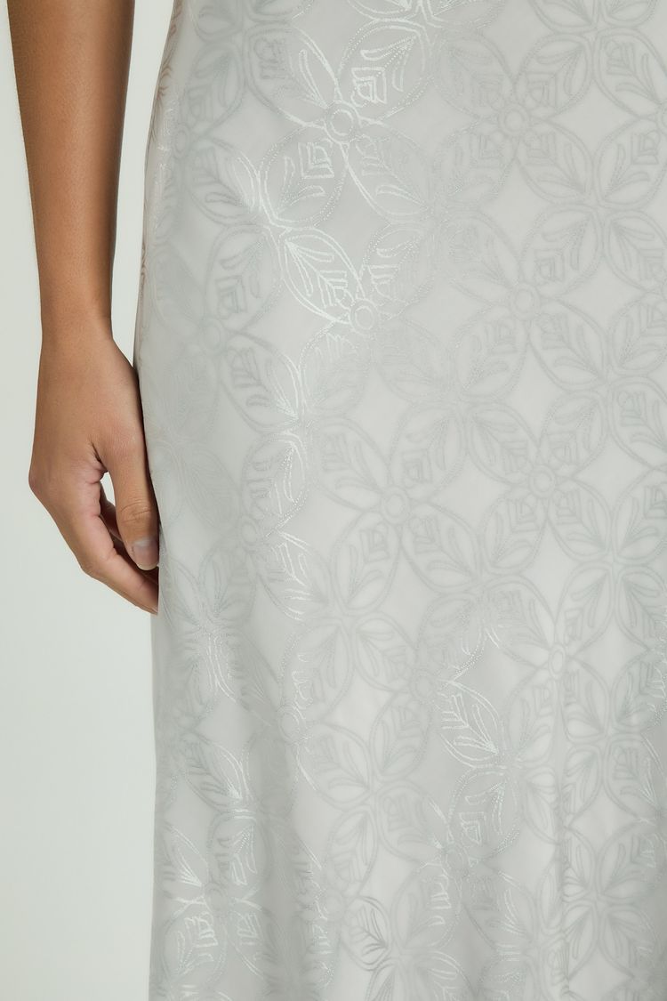 VESTIDO LONGO VISCOSE JACQUARD - PRATA M - PRATA - 346422