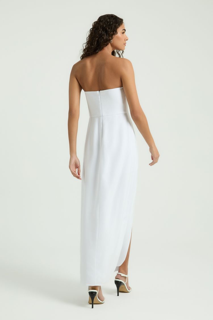 VESTIDO SEM ALÇAS FENDA - BRANCO GG - BRANCO - 346736