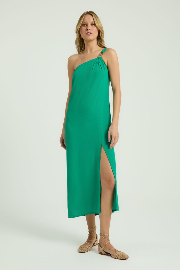 VESTIDO 1 OMBRO DETALHE METAL - FOLHA M - FOLHA - 347768