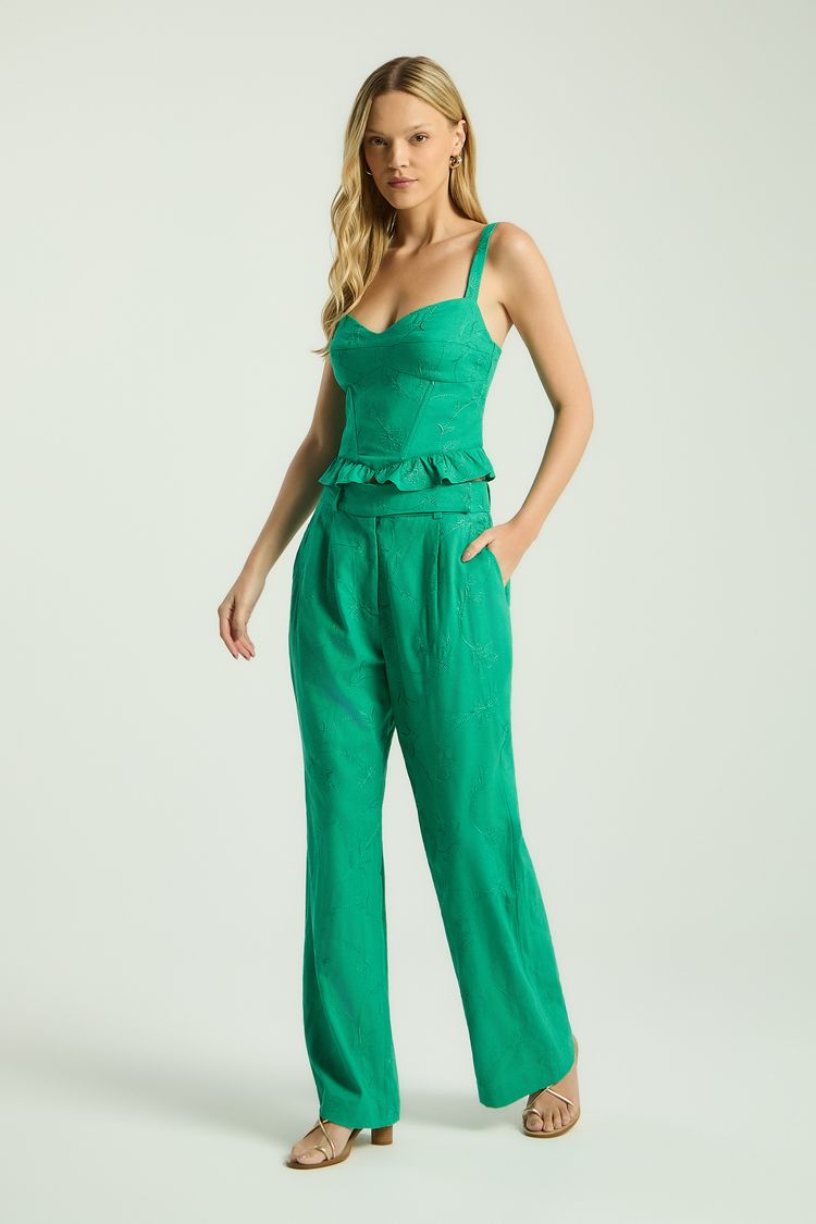 CALÇA LINHO BORDADO - FOLHA P - FOLHA - 347915