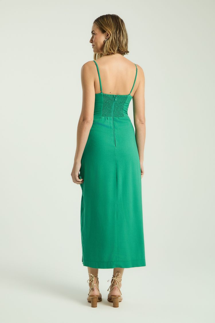 VESTIDO MIDI PREGAS - FOLHA M - FOLHA - 350082