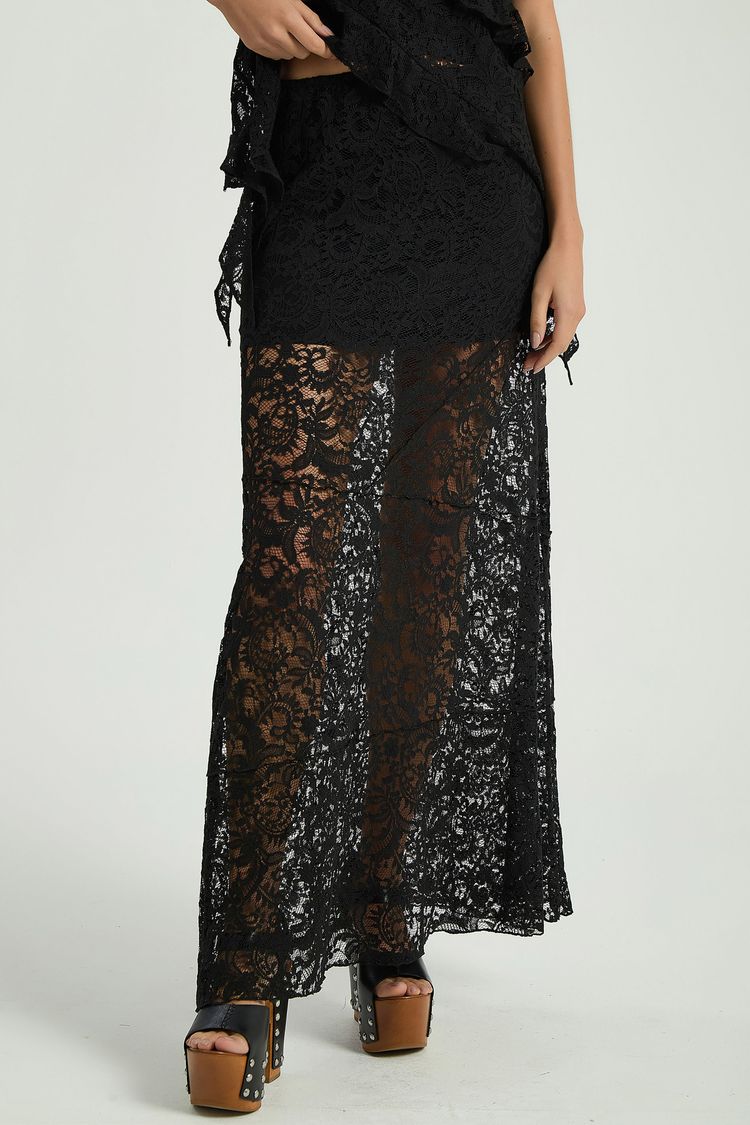 SAIA LONGA RENDA - PRETO P - PRETO - 350871